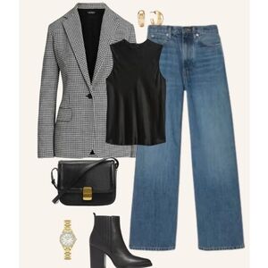 Express Black and White Patterned Blazer